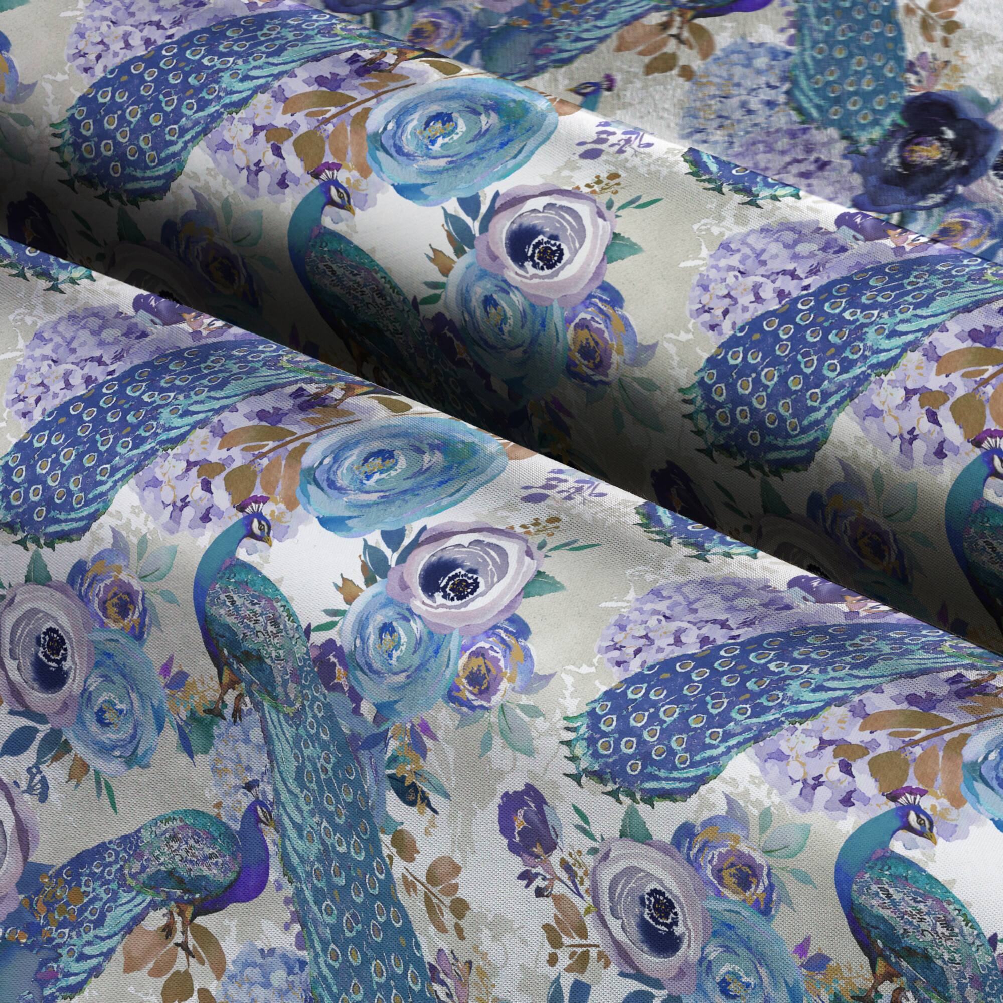 Suzanne Nicoll Blue Peacock Toss Cotton Fabric